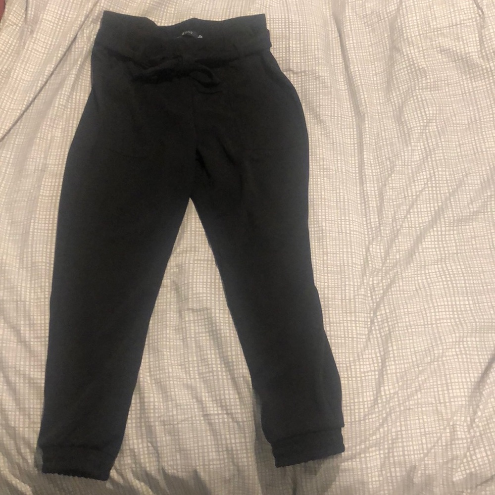 Black paperbag waist dress pants